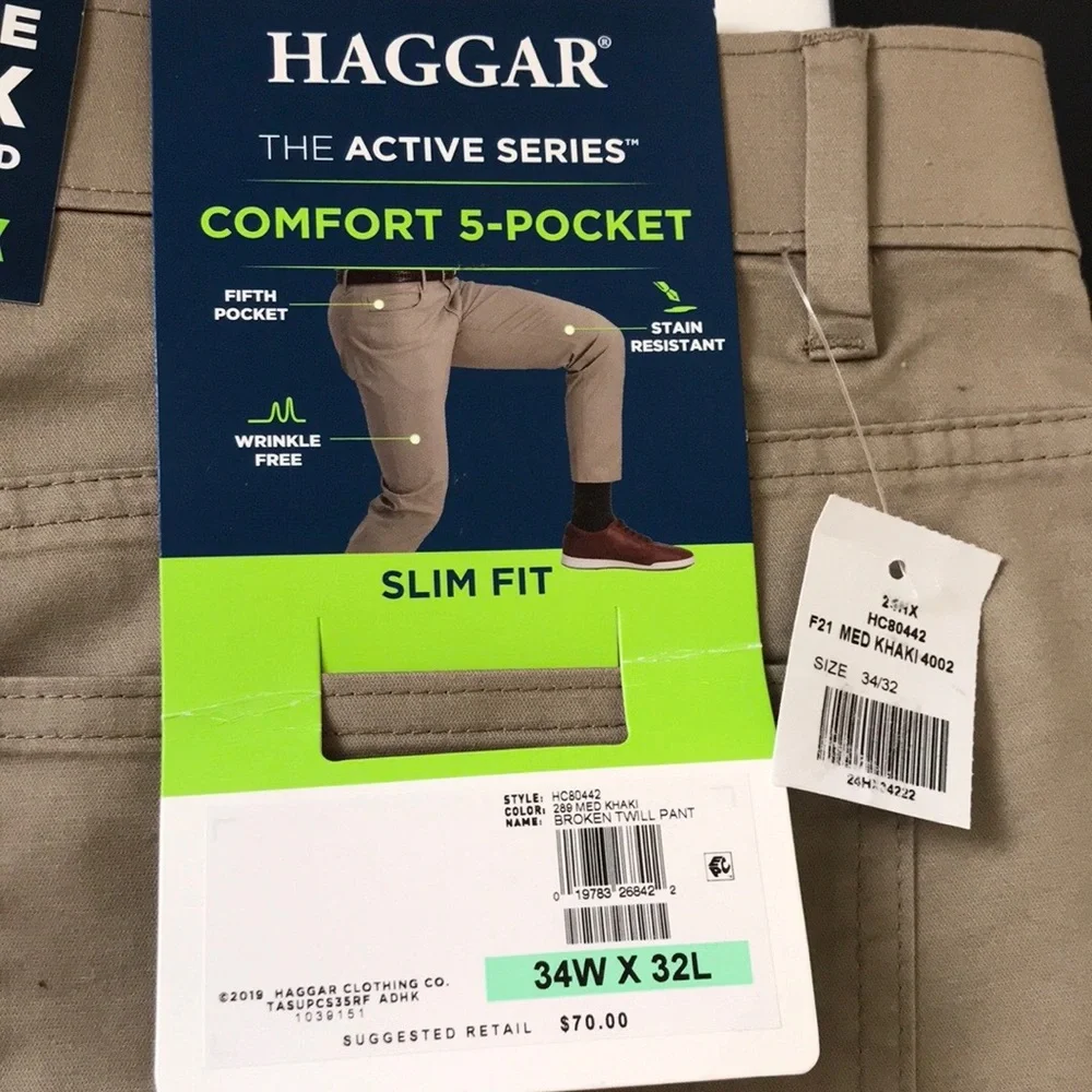 NWT Haggar Active Series Broken Twill Pants